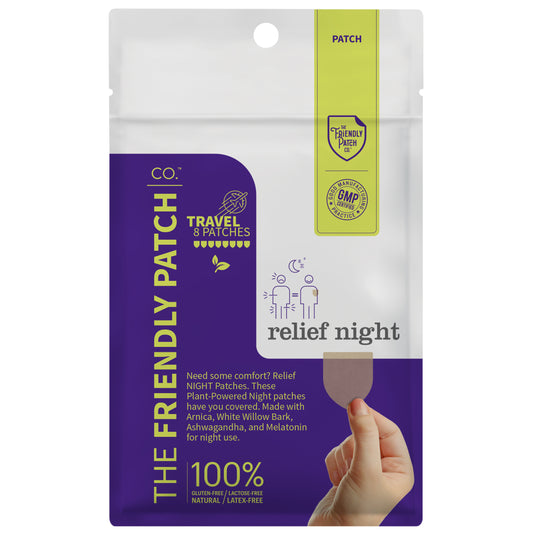 Relief Night Patch - 8 pack Arnica, White Willow Bark, Melatonin for Soreness for sleep