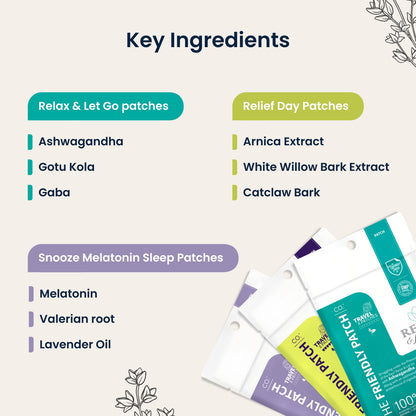 Peaceful Recovery - Relax Let GO Stress, Pain Relief Day, Snooze Sleep Patches