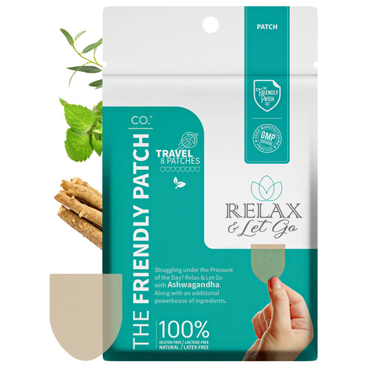 Relax Patches, Let Go with Ashwagandha, Gotu Kola, and GABA: 8 Pack